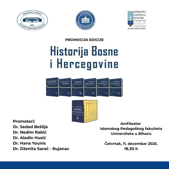 Najava promocije edicije “Historija Bosne i Hercegovine I-VI” u Bihaću