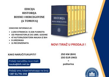 U PRODAJI NOVI TIRAŽ EDICIJE “HISTORIJA BOSNE I HERCEGOVINE” 6 TOMOVA