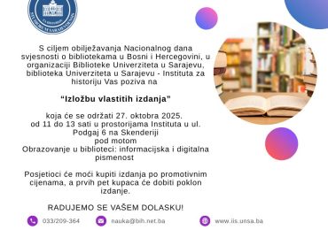 “Izložba vlastitih izdanja” u okviru Nacionalnog dana svjesnosti o bibliotekama u Bosni i Hercegovini