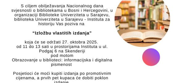“Izložba vlastitih izdanja” u okviru Nacionalnog dana svjesnosti o bibliotekama u Bosni i Hercegovini
